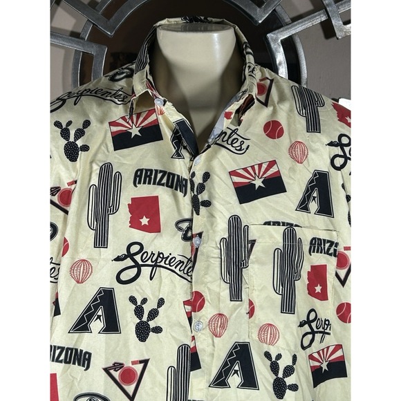 Arizona Diamondbacks Hawaiian Shirt Mens 2XL Serpientes Snake Cactus Camp SGA - Picture 5 of 8